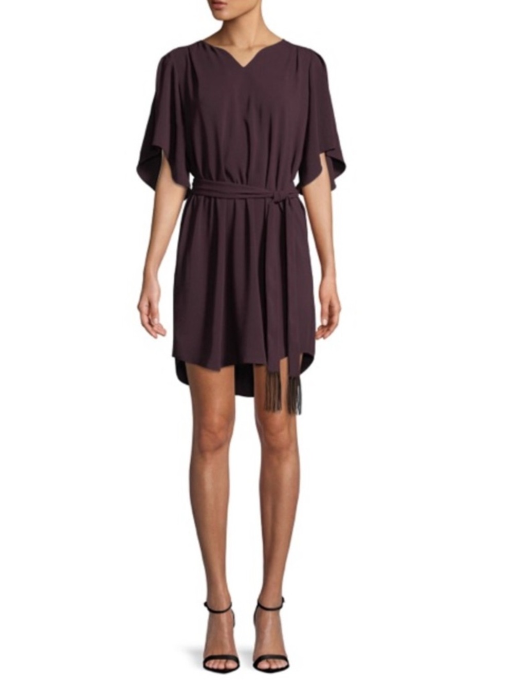 Halston Heritage Tassel Belt Mini Dress